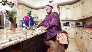 A magical interracial FFM threesome with ebony beauties and a huge dick