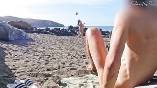 Two girls got caught for public exposure on a nude beach