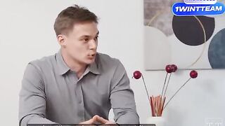 A hot meeting in the office with a surprising turn of events