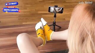 A girl decided to make a footjob video for fans of such content