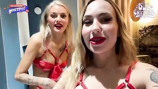 A girl is having fun with two guys in an adventurous setting