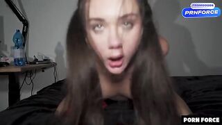 A beautiful girl is having fun, but she gets no pleasure from it
