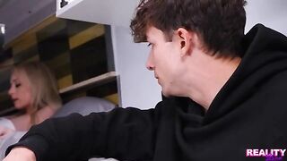 My sweet sister caressed her brother in the car, showcasing some intense pussy licking action