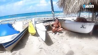 Passionate experience on a risky nude beach with cute teens