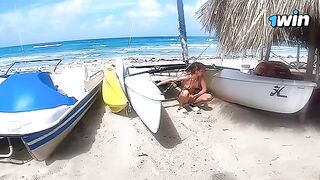 Passionate experience on a risky nude beach with cute teens
