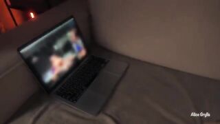 A hot brunette gets so horny watching porn on Pornhub that she offers anal sex