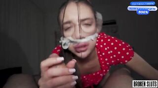 Submissive teen gets roughly fucked by multiple cocks in an intense threesome