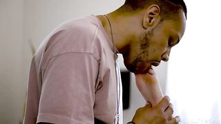 A black guy licks the pussy of his blondie mistress