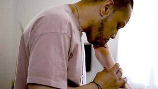 A black guy licks the pussy of his blondie mistress