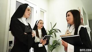 The object of all nuns' lust, a captivating figure in a nun's costume