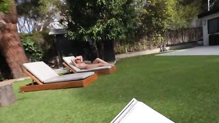 A family can enjoy a nice intercourse on the summer house lawn