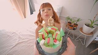 A red-haired step-sister got a birthday gift from her family