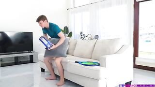 Girlfriend gently fucked on the couch with small boobs