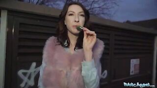 Public agent fucked brunette slut Chanel Kiss in public place