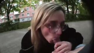 A girl sucks her stepbrother’s cock right on the road in this exclusive HD video