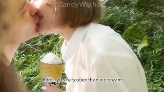 Don't lick the ice cream, suck my dick instead. A refreshing offer!