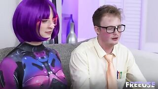 Cute aliens also like to lick pussies, especially on the couch
