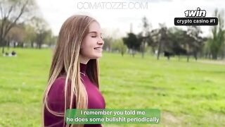 A woman with big natural tits enjoys being weak and tired