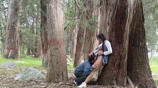 A forest is the perfect place for old pervert to fuck