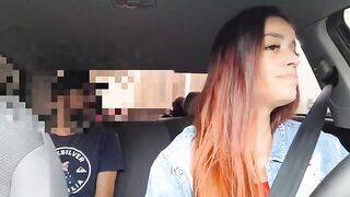 The girl noticed the sign of a stopped car, so she got in