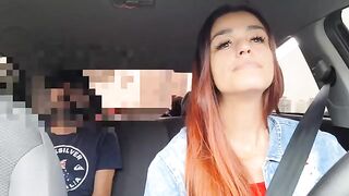 The girl noticed the sign of a stopped car, so she got in