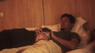A girl gave a blowjob to her guy in bed, showcasing her sensual skills