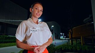 The pretty waitress got a bit too horny while working, so she asked for help