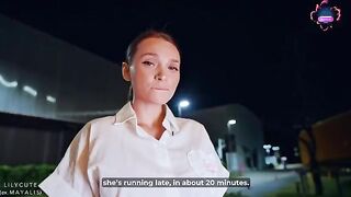 The pretty waitress got a bit too horny while working, so she asked for help