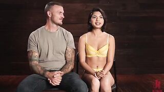 Total bondage sex with hot brunette and ropes on body