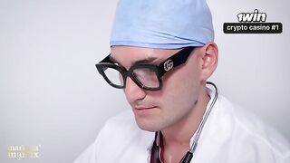 The gynecologist carefully examined the girl and brought her to orgasm