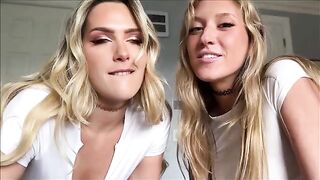 Two girls share the same big dick in an intense scene
