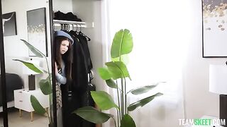 A young brunette gets wet and pleads for him not to stop