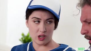 An old man fucked a young beauty in her clothes very hard