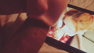 A guy gets his dick sucked and fucks in her warm mouth