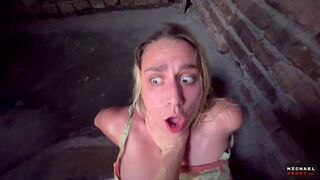 A man shot his cum on the pretty face of a whore