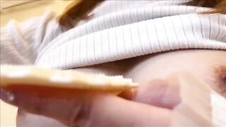 A Japanese beauty achieves a powerful orgasm with her nipples