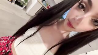 Girl is ready to show her body to her stepdad after school