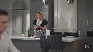 The boss chases after the employee and pulls him by his cock