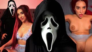 A horror movie with her in it turns into a great fuck