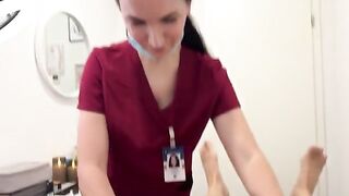 A hot nurse smoothes the client's intimate area before sucking him