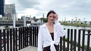 A signal of distress from a stunning beauty in a bikini