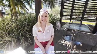 A girl with huge natural boobs gets banged hard in POV style