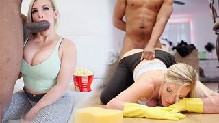 A big black cock tore the pussy of a stepmom all day long