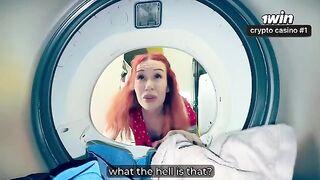 A stepmom gets stuck in the washing machine and a young man saves her