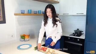 Babe is getting fucked in the kitchen by a horny guy