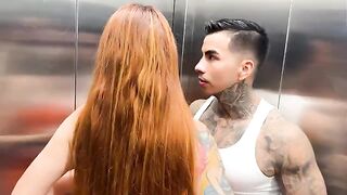 I meet my neighbor in the elevator and she gives me milk in the face