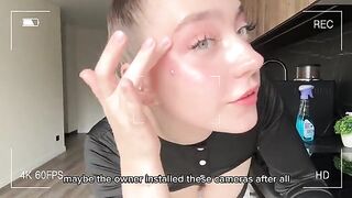 The hot Russian girl cleans the house and trains her pussy muscles