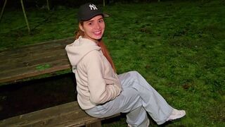 A girl was seduced by a stranger in the park and got fucked
