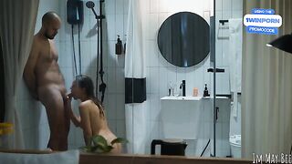 A couple has sex right in the shower stall, it’s just fine