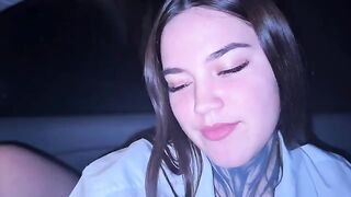 The girl drove her car, her ass was visible through her panties
